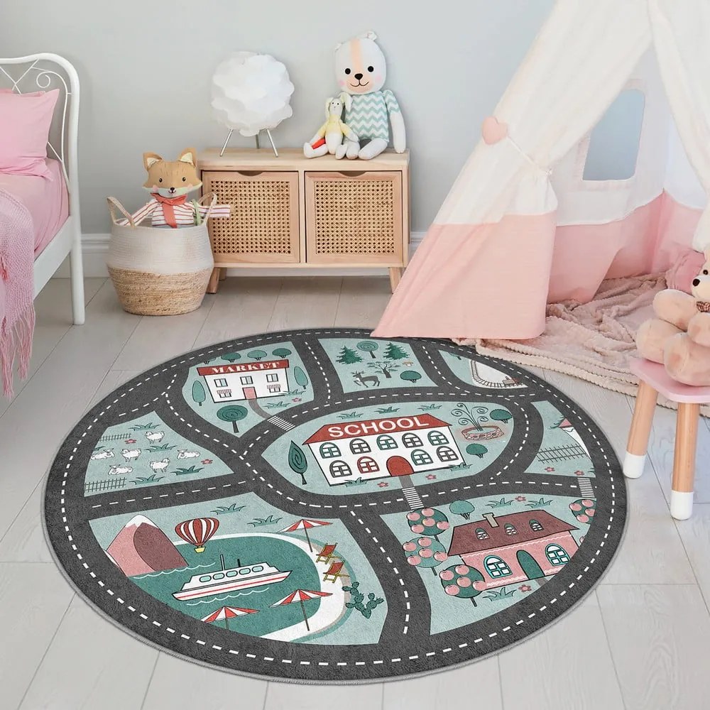 Covor de joacă pentru copii lavabil ø150 cm Happy Neighbourhood – Mila Home