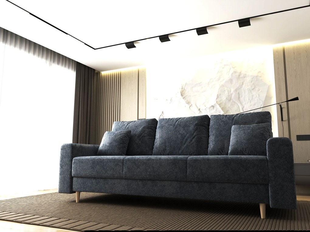 Canapea extensibilă dumonde cu ladă de depozitare si sezut confortabil din spuma high-density, Kronos Euphoria Grafit 210x100 cm