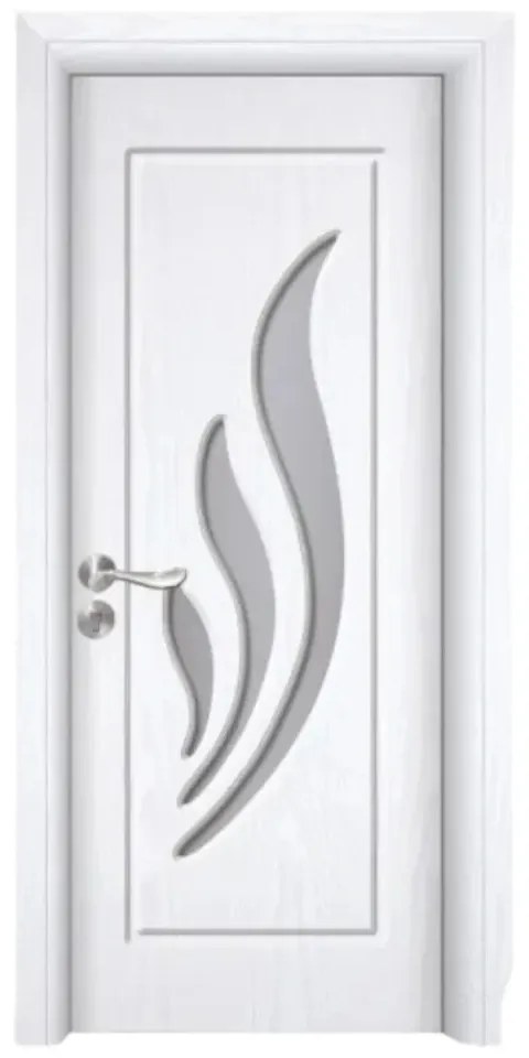 Usa Interior din MDF Novo Doors ND310, Cadru din Lemn Masiv, Geam Sablat, KIT COMPLET, Toc , Manere si balamale incluse (Culoare: Gri deschis, Toc: