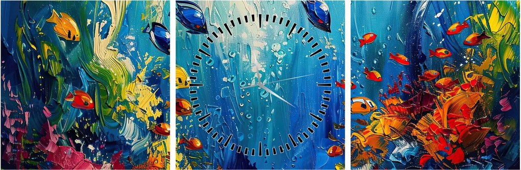 Tablou - Pictura lumii subacvatice (cu ceas) (90x30 cm)