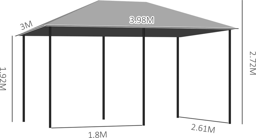 Outsunny 3x4 m Gazebo de Exterior din Oțel cu 6 Perdele Detașabile și Orificii de Drenaj, Gri | Aosom Romania