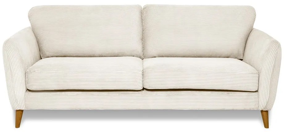 Canapea albă cu tapițerie din catifea reiată 206 cm Paris – Scandic