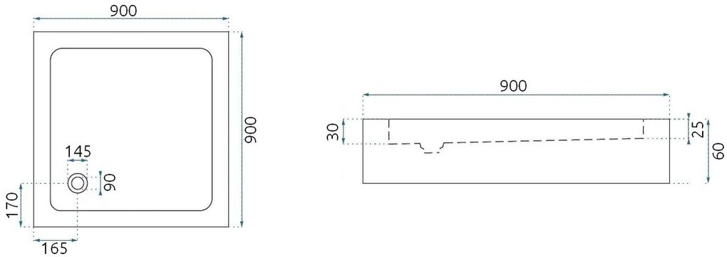 Cabina de dus Rea City cu cadita neagra 90x90 cm auriu periat