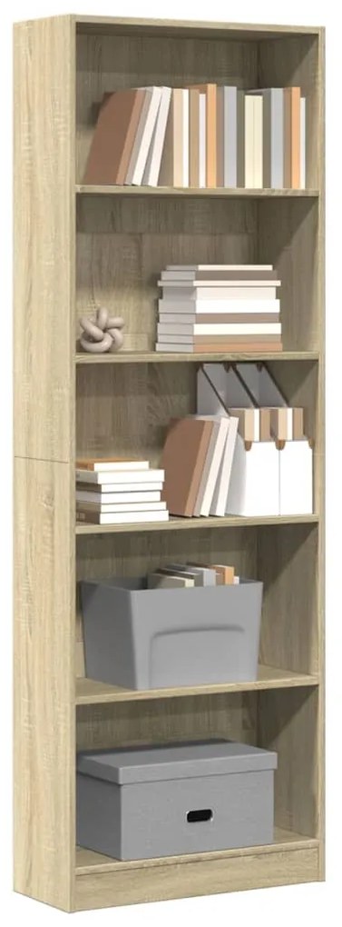 857823 vidaXL Bibliotecă, stejar sonoma, 60x24x176 cm, lemn prelucrat