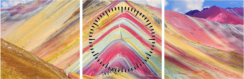 Tablou - Muntele Curcubeu, Peru (cu ceas) (90x30 cm)