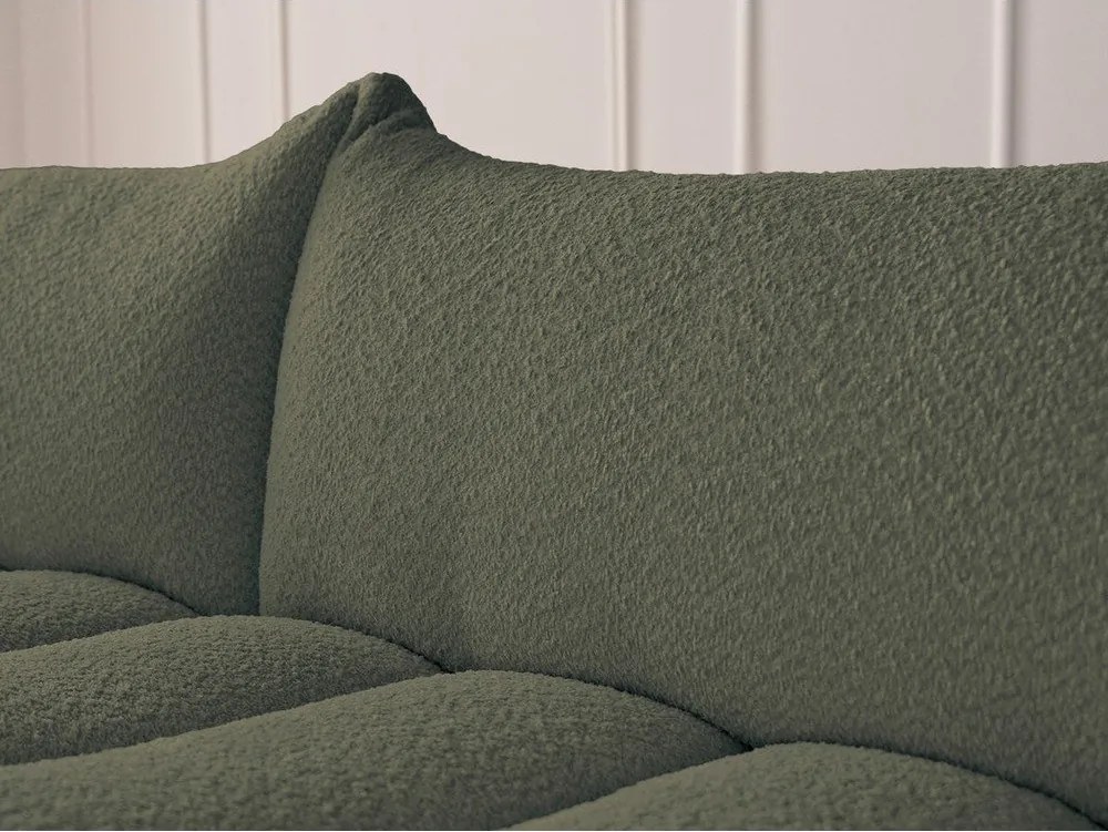 Colțar verde cu tapițerie din țesătură bouclé (cu colț pe partea stângă/cu șezlong) Azra – Bobochic Paris