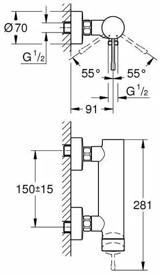 Baterie dus Grohe Essence monocomanda crom lucios