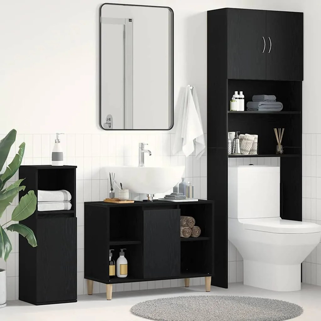 vidaXL Dulap chiuvetă, stejar negru, 80x33x60 cm, lemn stratificat