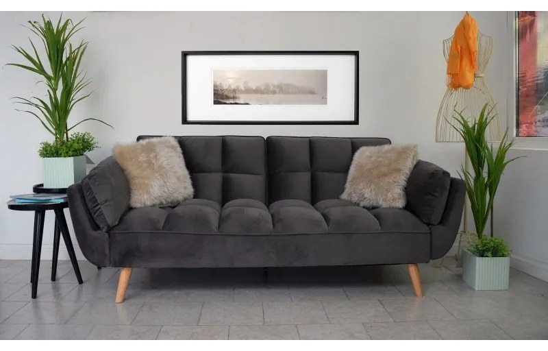 Canapea Rubik Extensibila Catifea Dark Grey