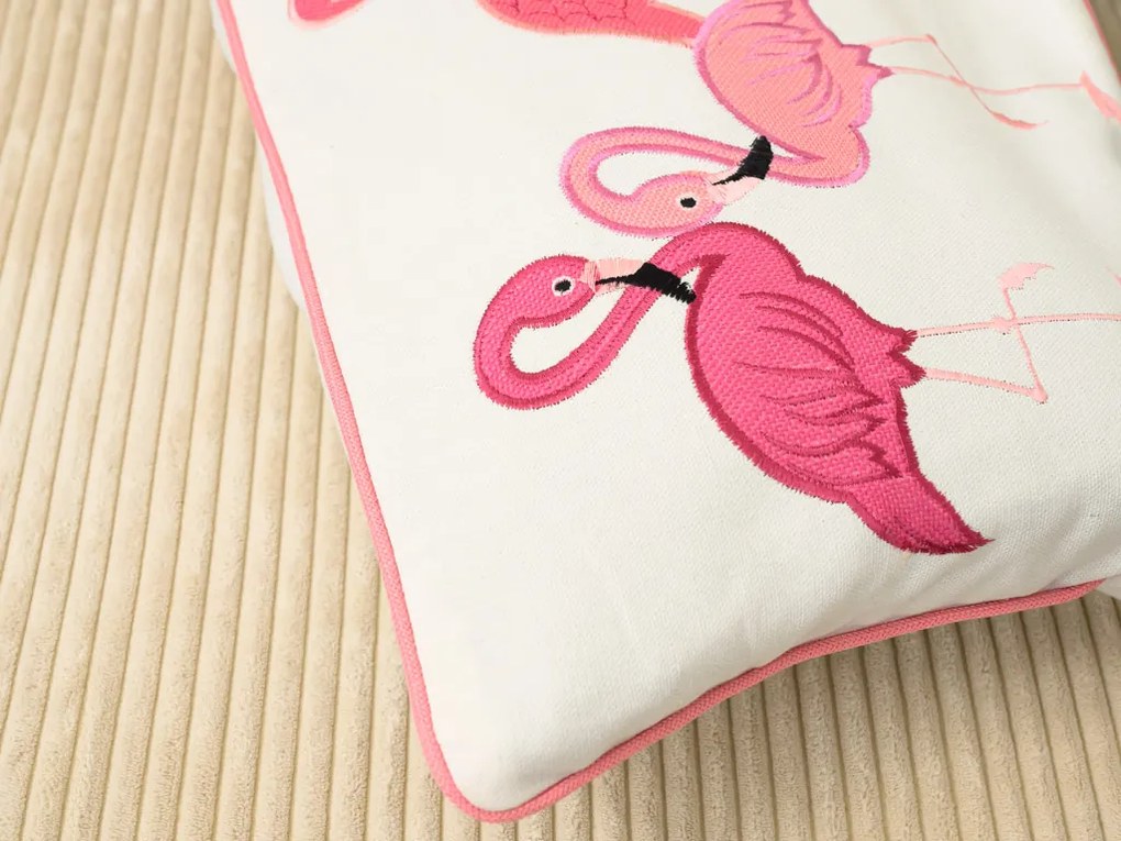 Husa de perna decorativa PINK FEATHERS 30x45 cm, alba