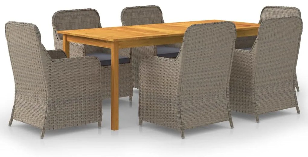 vidaXL Set mobilier de grădină, 7 piese, maro