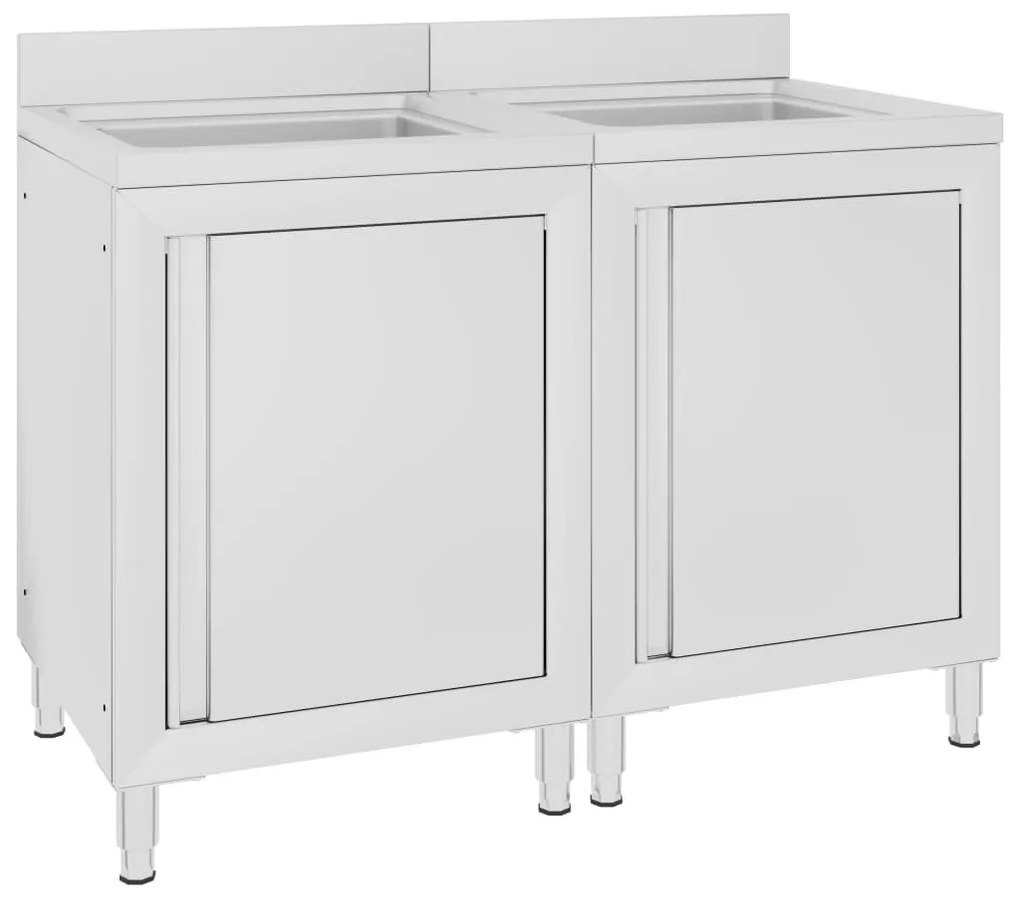 Dulap comercial pentru chiuveta, 2 buc., otel inoxidabil 1, 120 x 60 x 96 cm (chiuveta dubla)