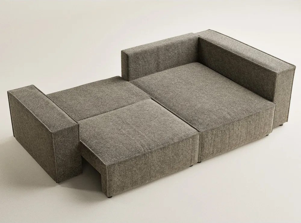 Colțar maro extensibil/cu spațiu de depozitare cu tapițerie din chenille (cu colț pe partea dreaptă/în formă de ”L”) Tonga – Maison de Rêve