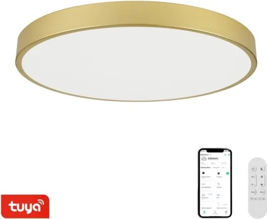 Immax NEO 07311L-LED Dimmabil plafonieră SEMPLICI 96W/230V Ø 80 cm Wi-Fi Tuya auriu + telecomandă