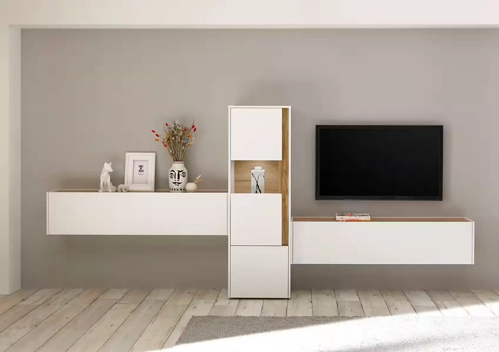 Set living ~Vegas~ format din 3 piese, in stil clasic, culoare alb-maro, 350 cm lățime