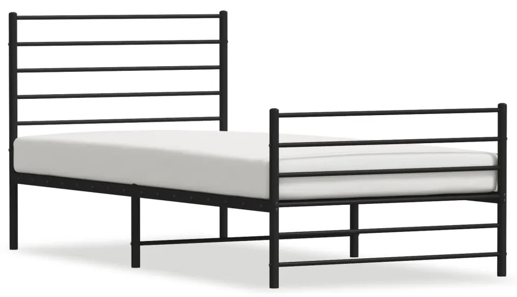 352332 vidaXL Cadru pat metalic cu tăblii de cap/picioare, negru, 100x200 cm