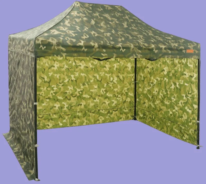 Pavilion de grădină 2x3m - din oțel, 3 pereţi laterali, Camuflaj