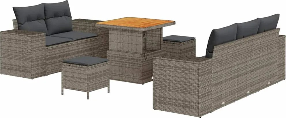 vidaXL Set de canapele pentru grădină cu pernă 8 pcs Gri Poli Rattan