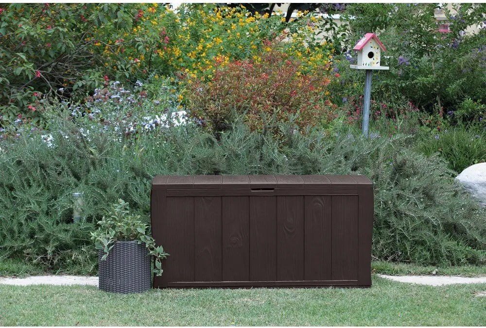 Cutie de depozitare pentru grădină maro închis din plastic Sherwood – Keter