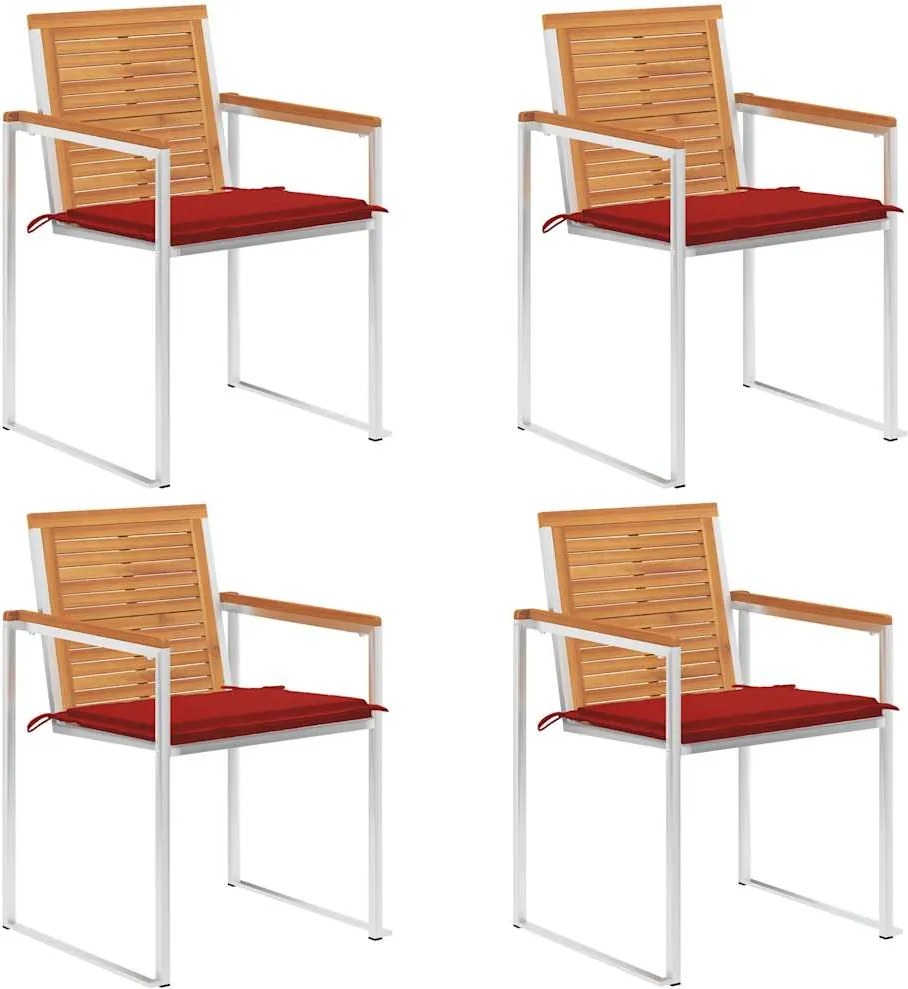 vidaXL Scaune de grădină cu perne, 4 buc., lemn masiv de acacia