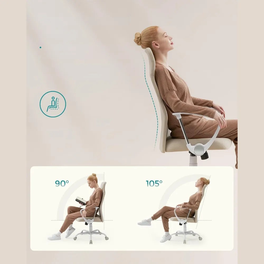 Scaun de birou DINA, max. 120 kg, bej/alb SongmicsHome