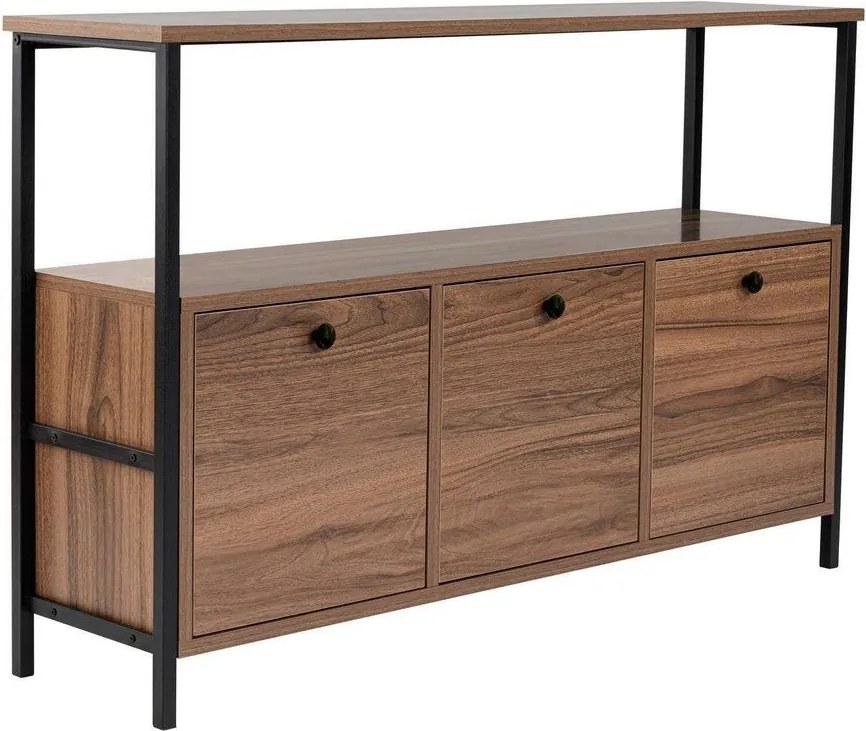 Masă consolă în culoare naturală închisă cu aspect de lemn de nuc 29,5x120 cm Solace – Kalune Design