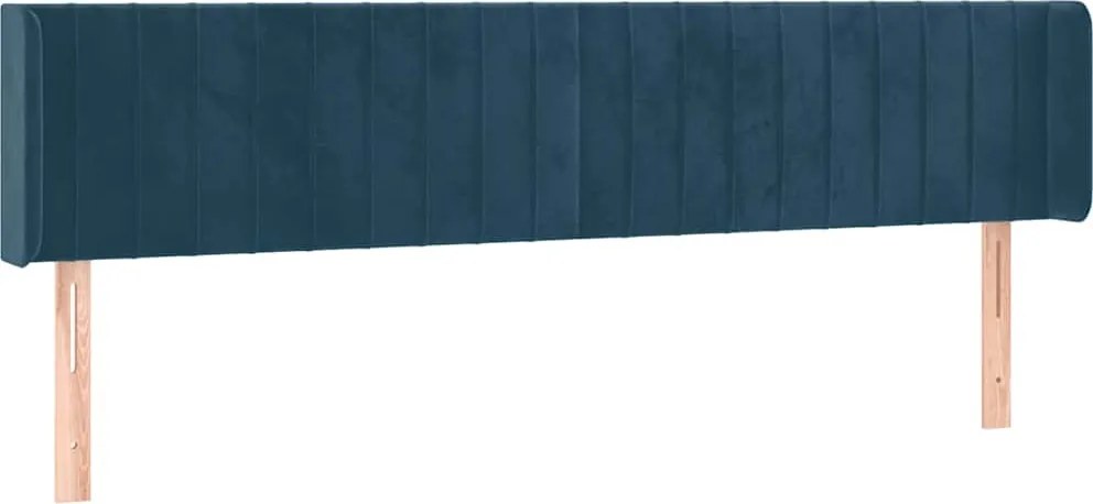 vidaXL Tăblie pat cu aripioare albastru închis 163x16x78/88 cm catifea