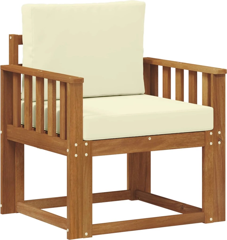 vidaXL Canapea de exterior Lemn de acacia solid și poliester natural