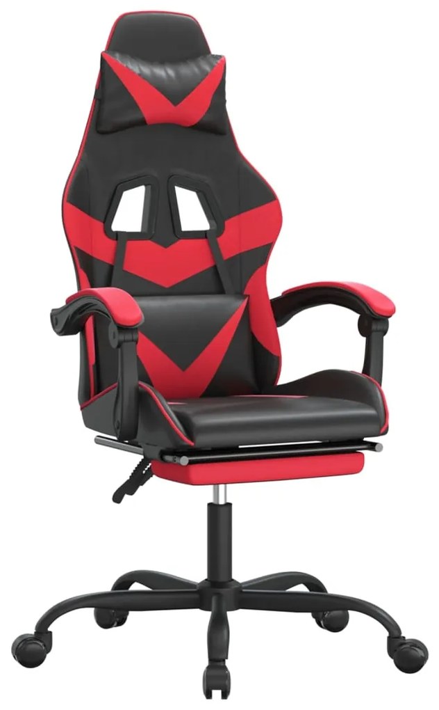 3143855 vidaXL Scaun de gaming cu suport picioare, negru/roșu, piele ecologică