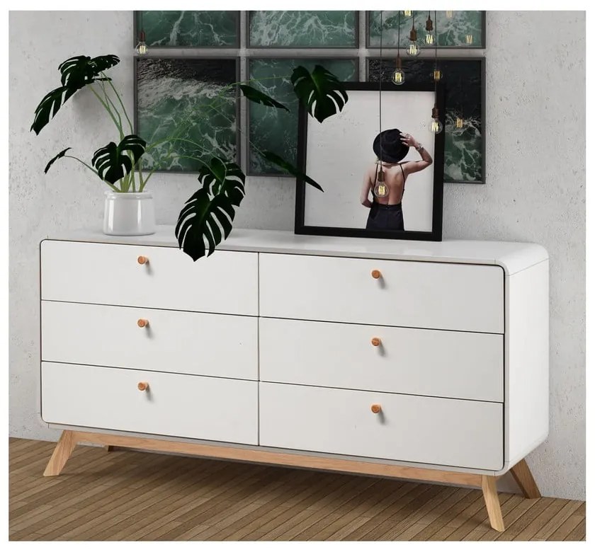 Comodă albă joasă 150x74 cm Caitlin – Støraa