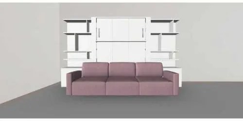 Set pat rabatabil dublu (150X200), 2 biblioteci 100 cm si canapea 3 locuri - NOVA BOOKCASES & Triple SOFA SET