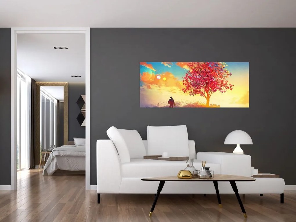 Tablou - casa în deal (120x50 cm)