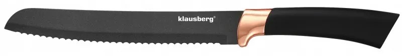 Set cutite cu suport Klausberg KB 7614, 6 piese, Otel inoxidabil, Negru/Cupru