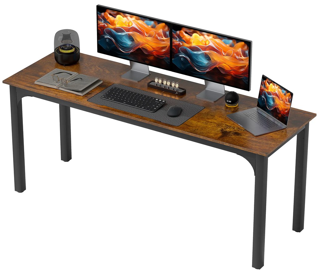 HOMCOM Masa de birou, masa de calculator, design rustic, spațiu generos, placaj, maro | Aosom Romania