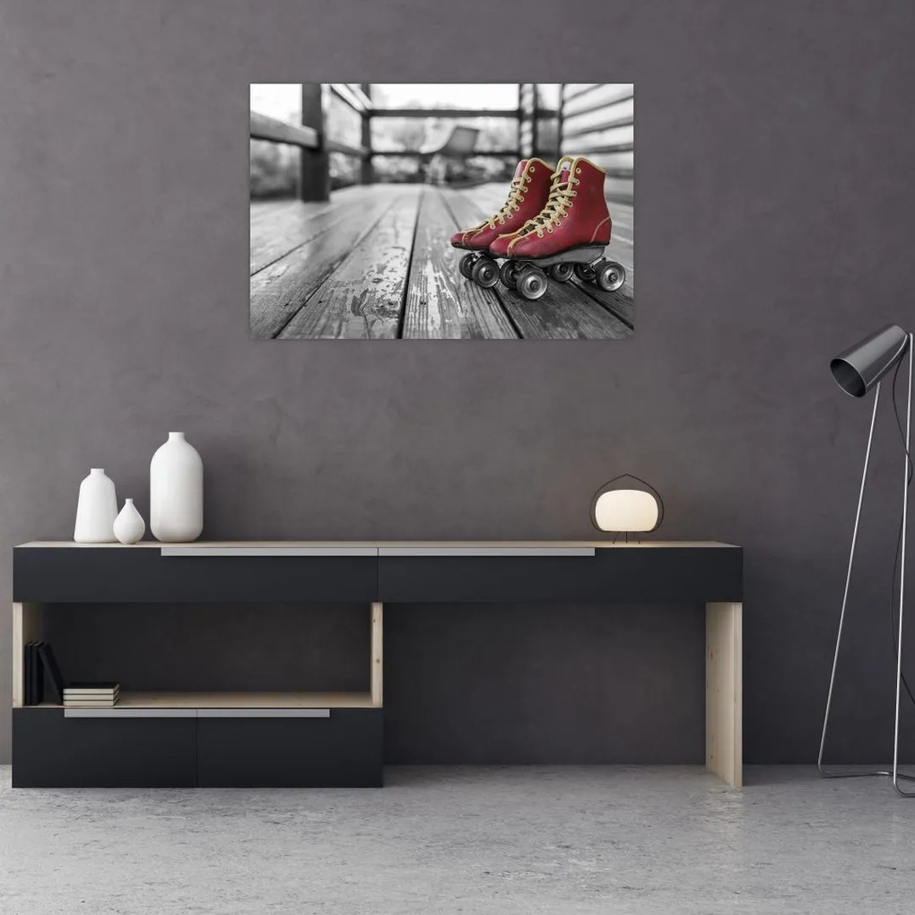 Tablou cu pantofi cu role vechi roșii (90x60 cm)
