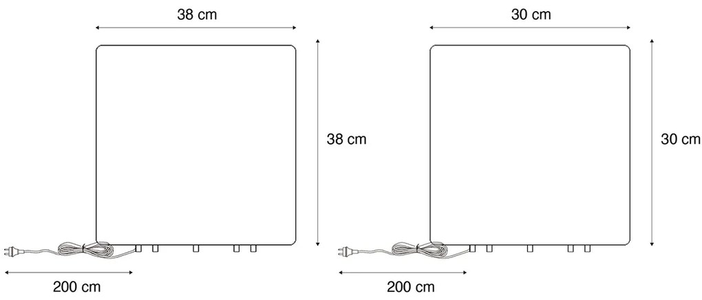 Set de 2 lămpi de podea de exterior albe, pătrate, de 30 și 38 cm, IP44 - Nura