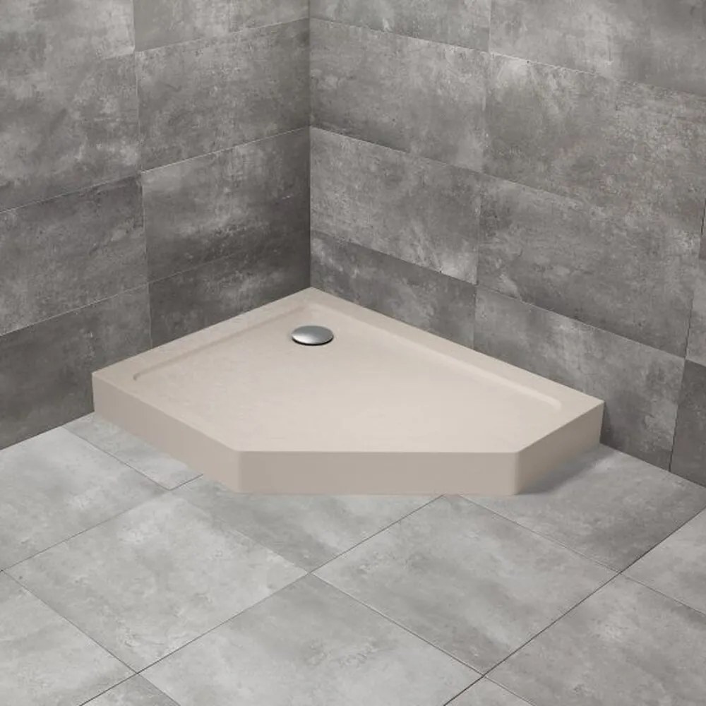 Cadita dus pentagonala Radaway Doros PT E Compact Stone 100x90 cm acril casmir stanga