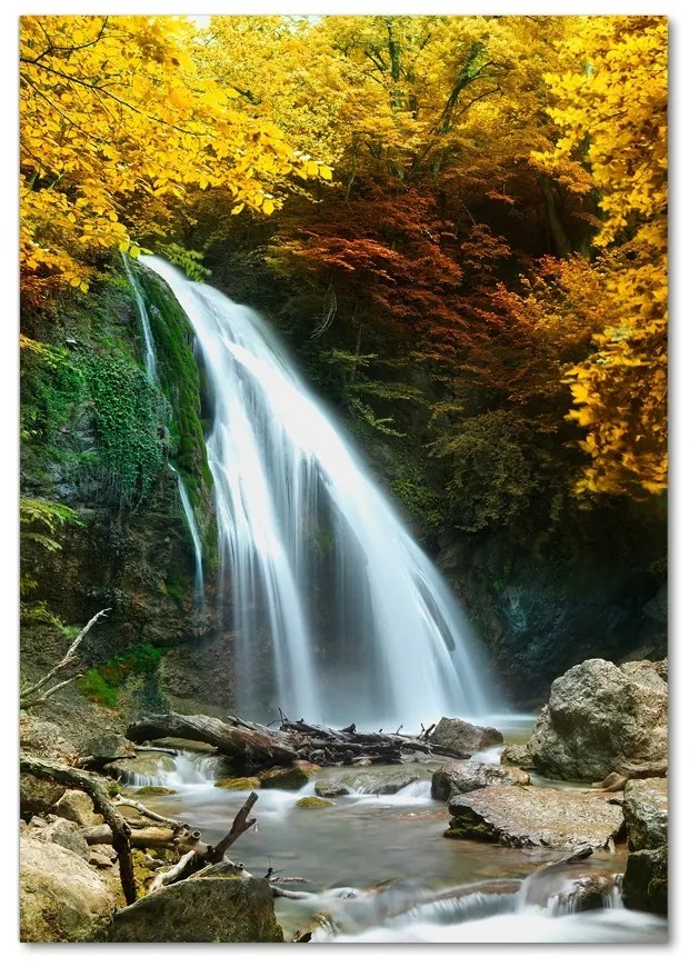 Tablou pe pe sticlă Cascada din pădure