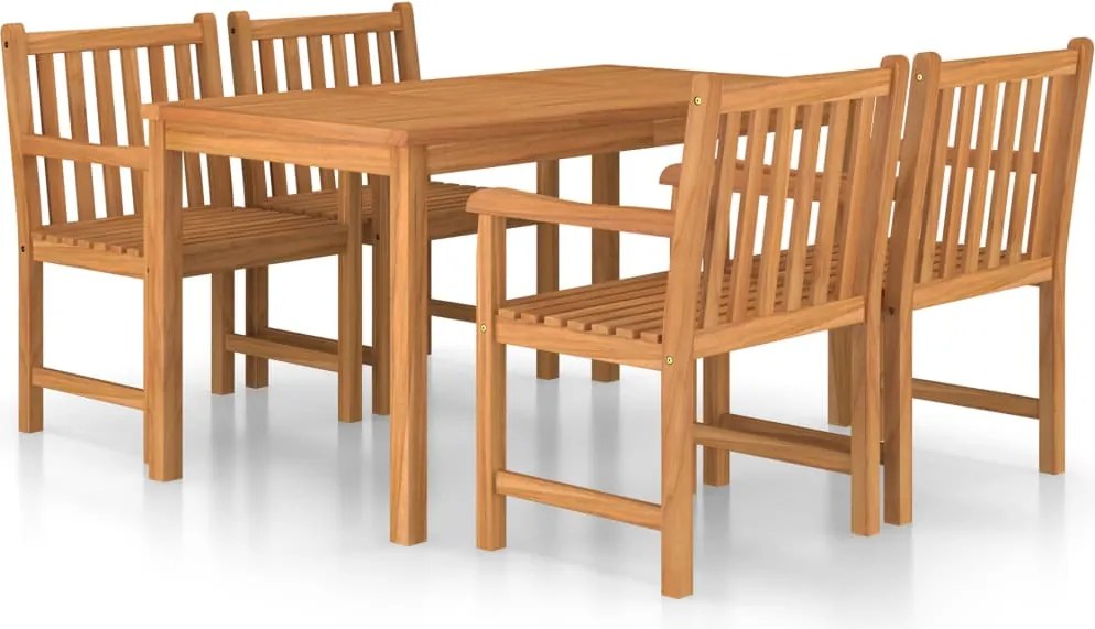 vidaXL Set de mobilier de grădină cu 5 piese, 140x80 cm, lemn masiv de tec