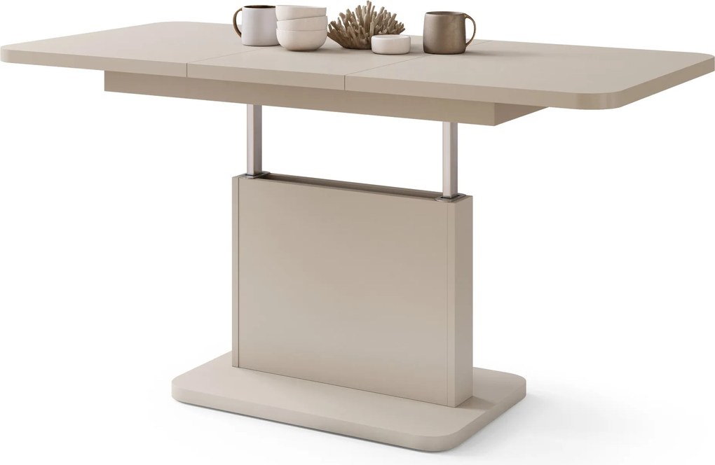 Mazzoni ASTON MINI-Z Bej (Șampanie) - MĂSUȚĂ DE CAFEA MODERNĂ EXTENSIBILĂ REGLABILĂ PE ÎNĂLȚIME MASĂ TRANSFORMABILĂ