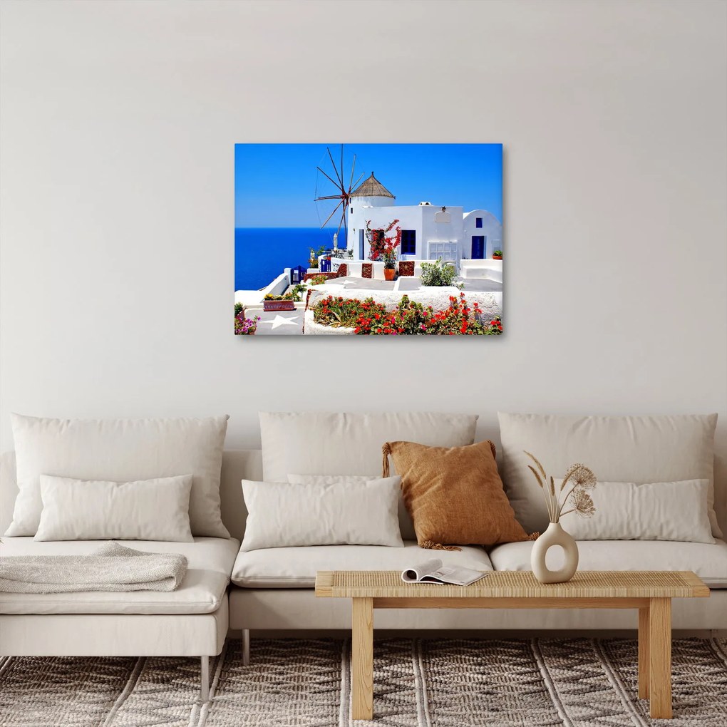 Tablou - Casă mică în Grecia (70x50 cm)
