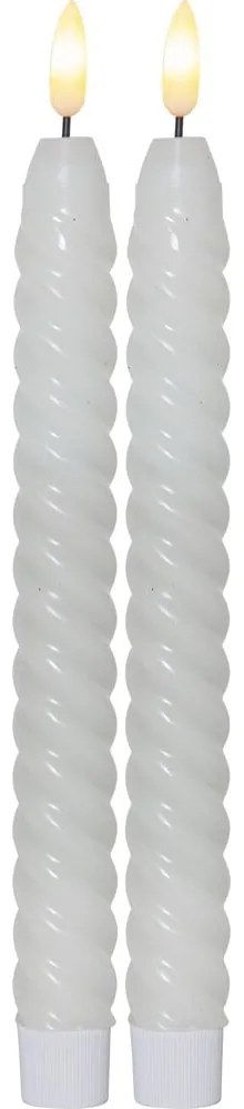 Set de 2 lumânări cu LED din ceară albă Star Trading Flamme Swirl Antique, înălțime 25 cm