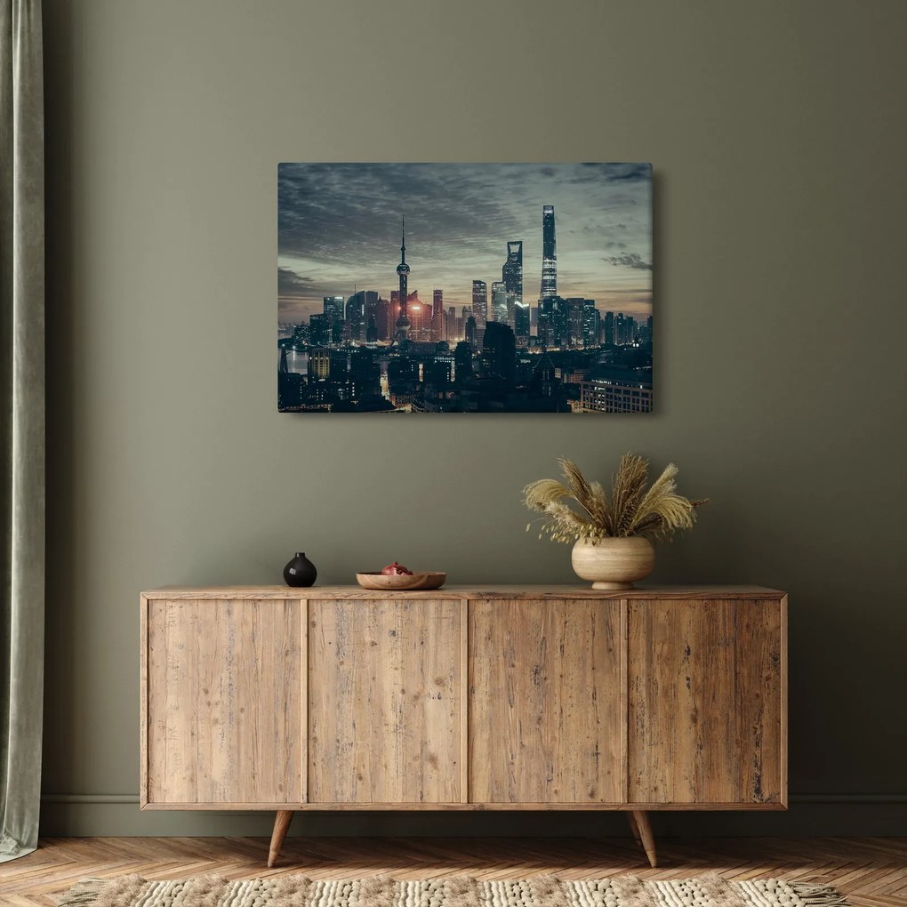 Tablou cu orașul în amurg (90x60 cm)