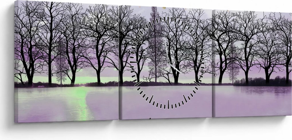 Tablou - Barcă pe lac (cu ceas) (90x30 cm)