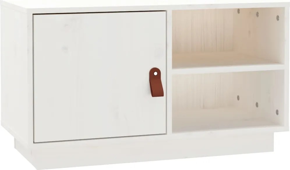 vidaXL Comodă TV, alb, 70x34x40 cm, lemn masiv de pin