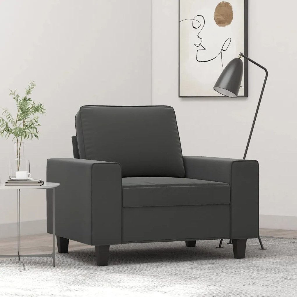 348971 vidaXL Fotoliu canapea, gri închis, 60 cm, textil microfibră