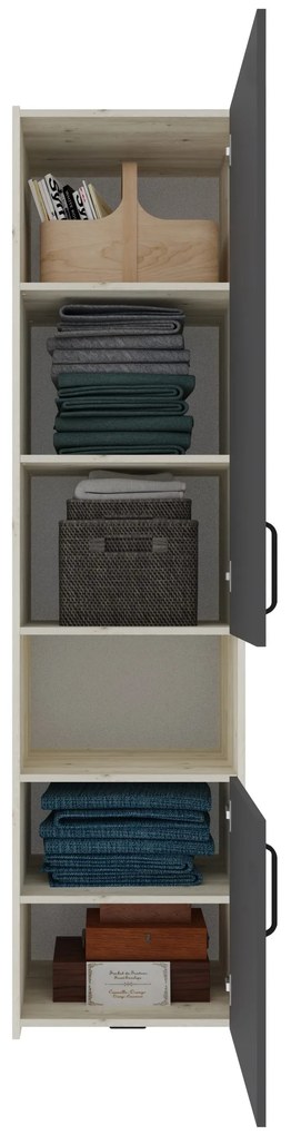 Set dormitor Malmo V6, Pat 200 x 160 cm, Stejar Alb/Antracit
