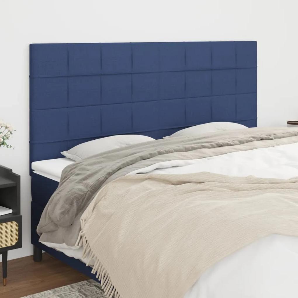 3116352 vidaXL Tăblii de pat, 4 buc, albastru, 90x5x78/88 cm, textil