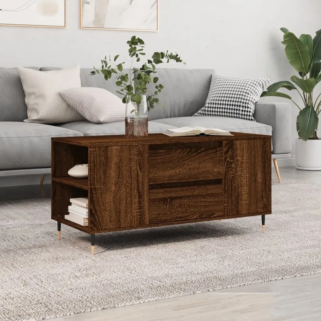 vidaXL Măsuță de cafea, stejar maro, 102x44,5x50 cm, lemn prelucrat