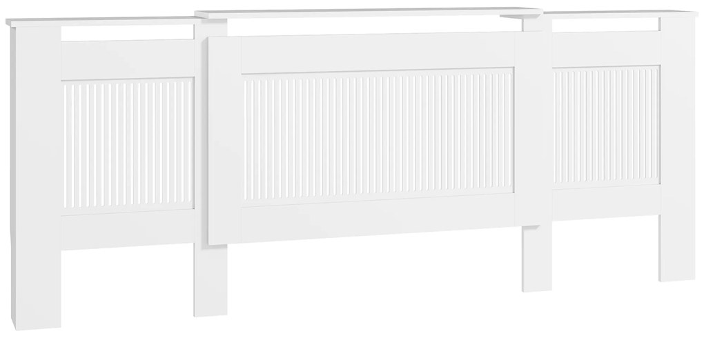 HOMCOM Acoperire radiator, design cu lamele, lungime ajustabilă 125-201 cm, MDF, Alb | Aosom Romania